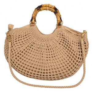 BOLSA CROCHE ALÇA BAMBU E TRANSVERSAL